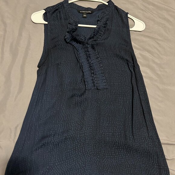 Blue Ruffle Tank Top Blouse - Picture 1 of 3